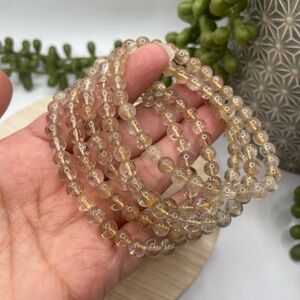 ONE Gold & Brown Rutile Quartz Beaded Stretch Bracelet - 6mm (0018)
